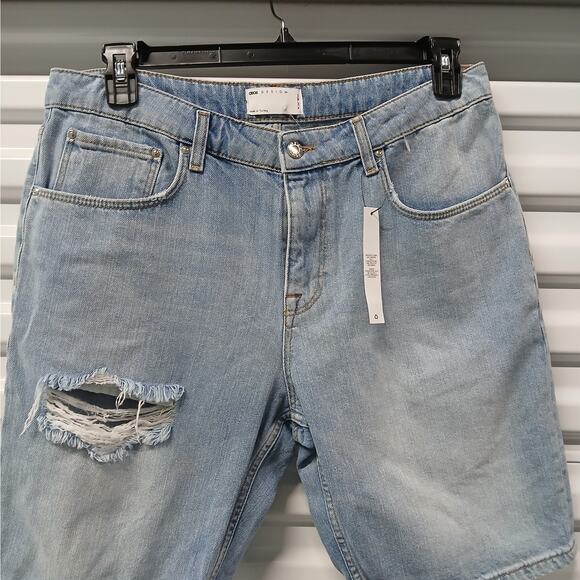 Asos Womens Denim Jeans Shorts Size 34 Waist Blue Deconstructed Gorpcore Casual - Picture 3 of 8